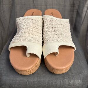BareTraps Cream Woven Mules